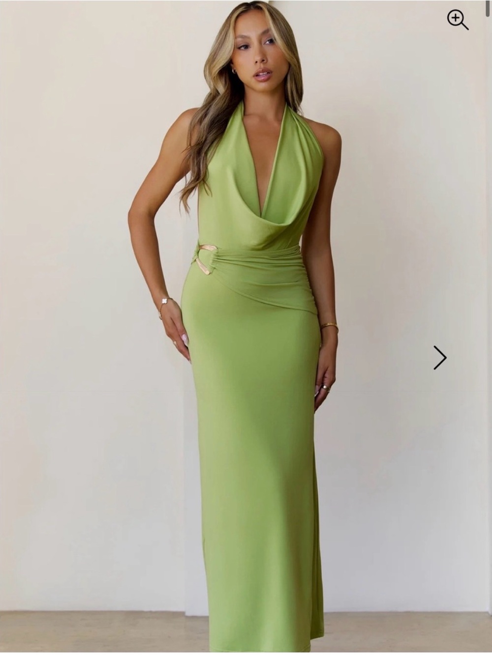 Hello Molly Halter Cowl Maxi Dress in Lime